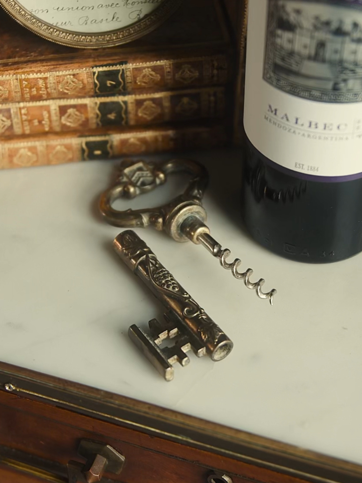 19th Century Brass “Key to Wine” Corkscrew