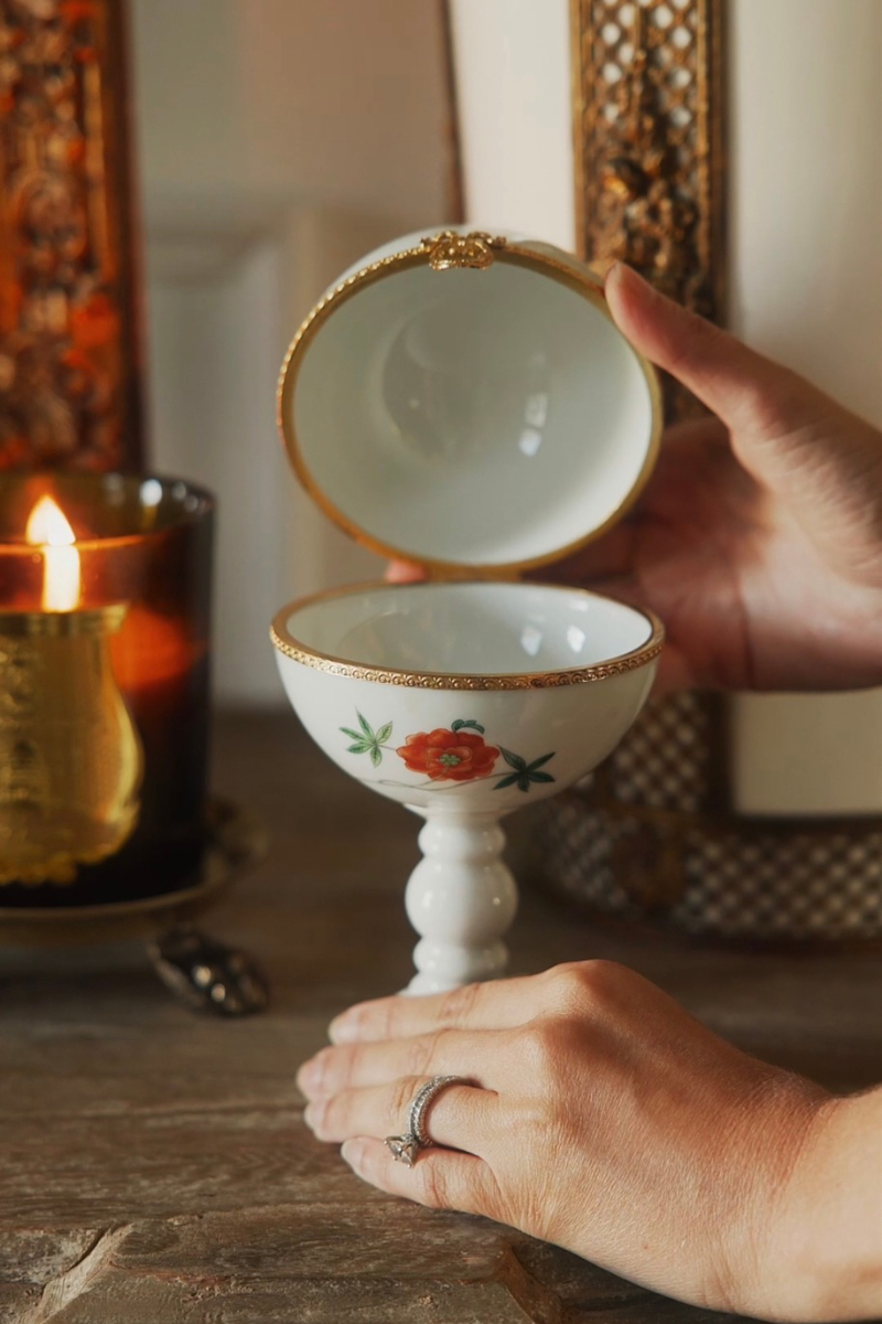 Limoges Porcelain Floral Jewlery Casket by Raynaud & Co