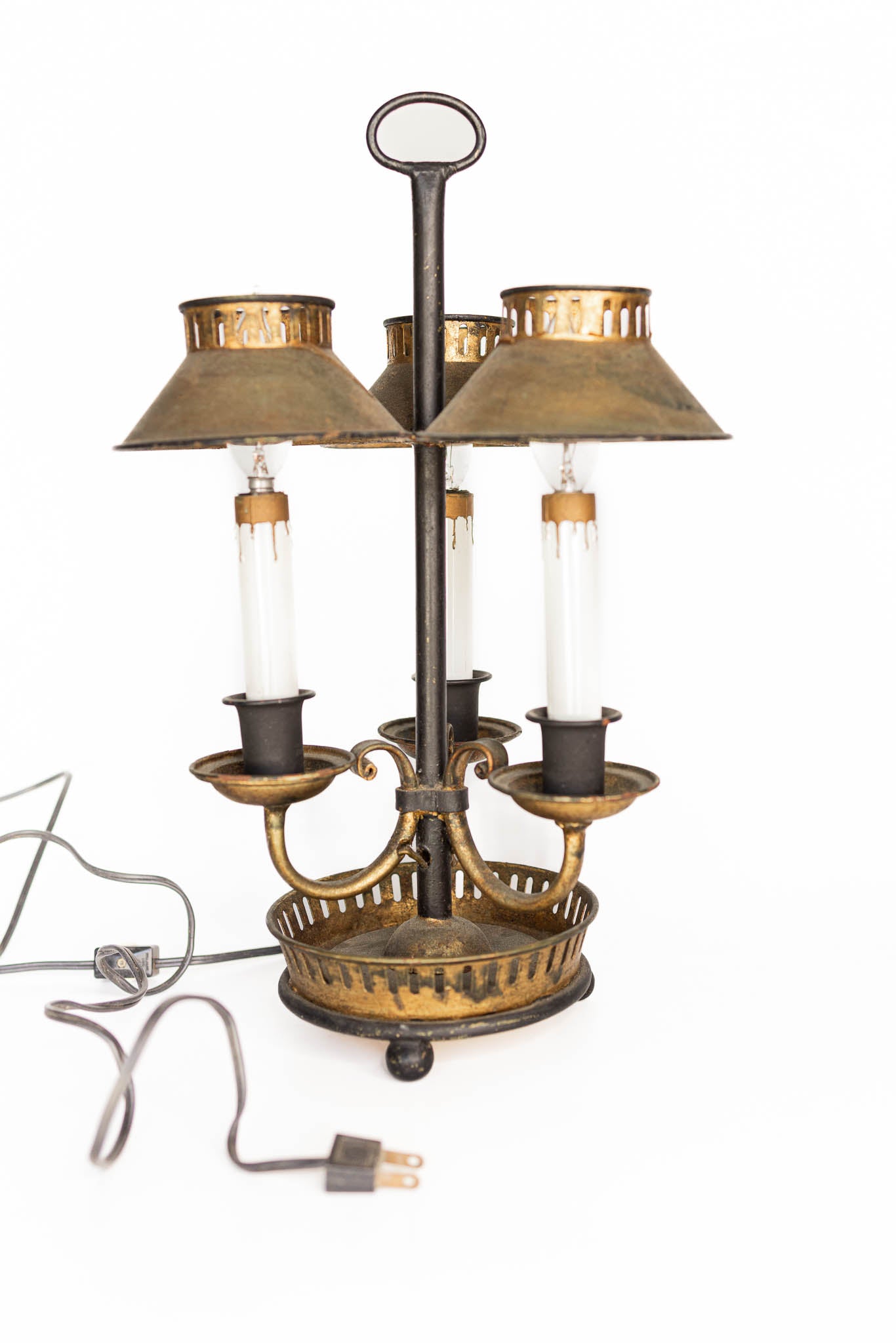 3 Prong Black & Gold Tole Lamp