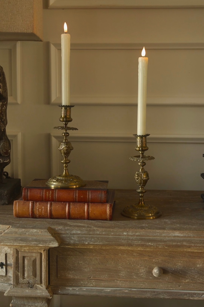 19th C. Pair of French Louis Phillipe Style Brass Candlesticks