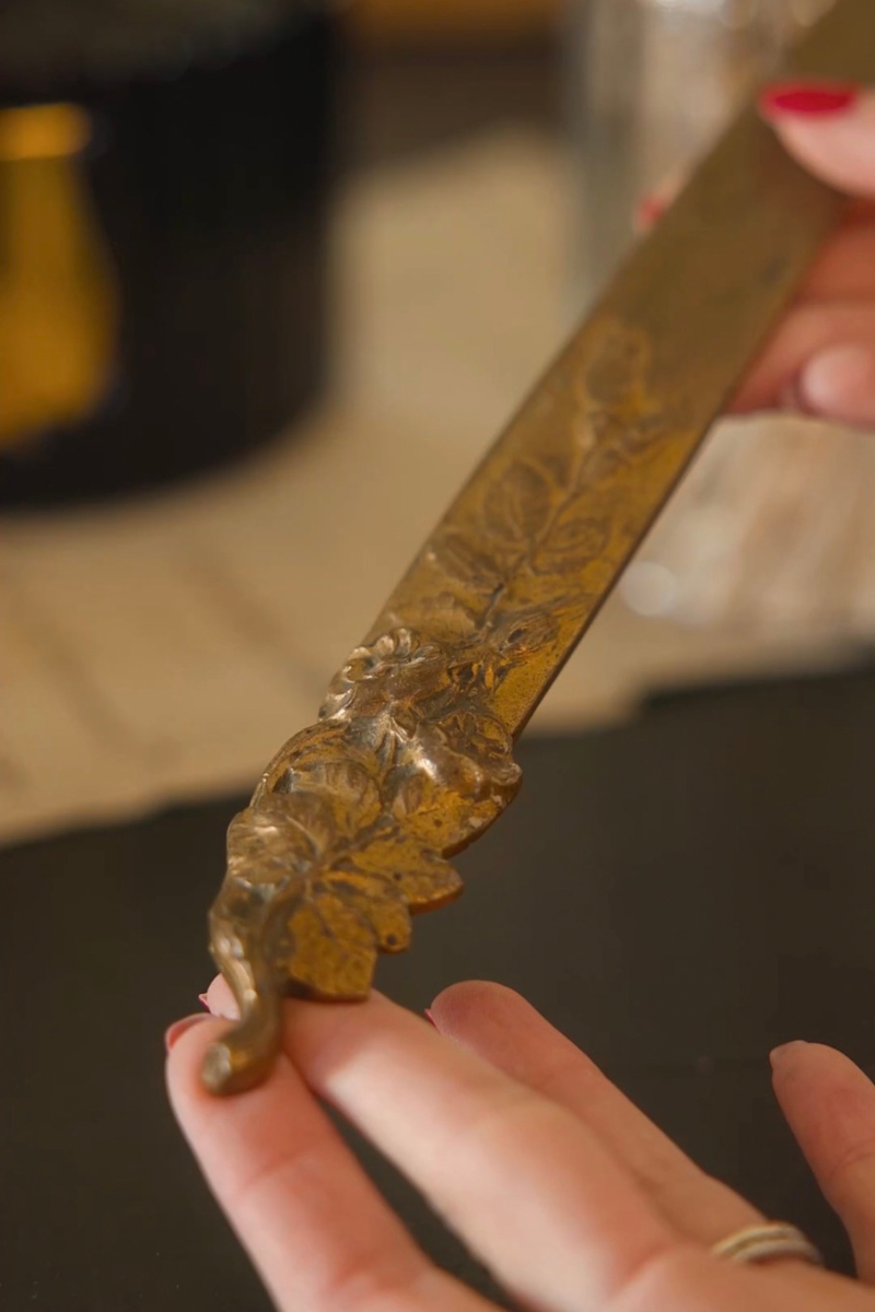 19th C. Bronze French Floral Detailed Letter Opener