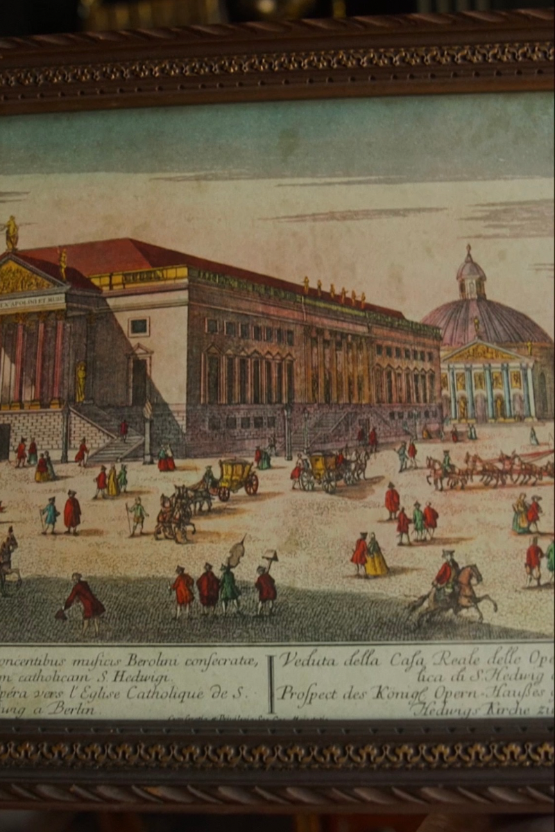 20th C. Set of Two Hand Colored European Architectural Engravings