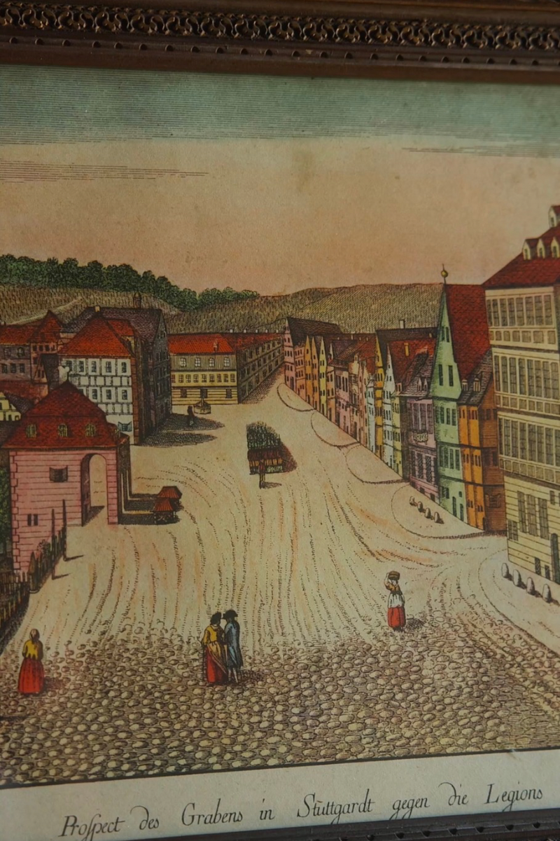 20th C. Set of Two Hand Colored European Architectural Engravings