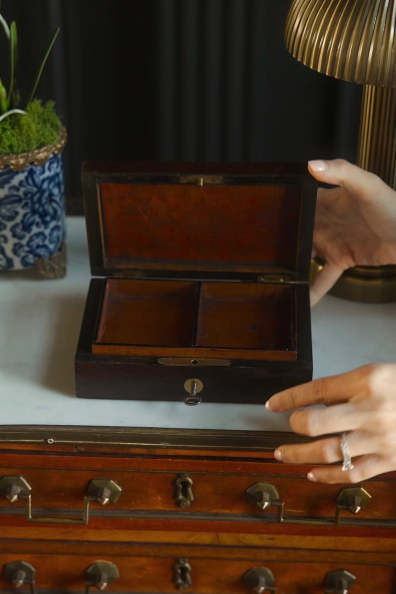 19th C. French Ebonized Writing Box With Brass Cartouche - B
