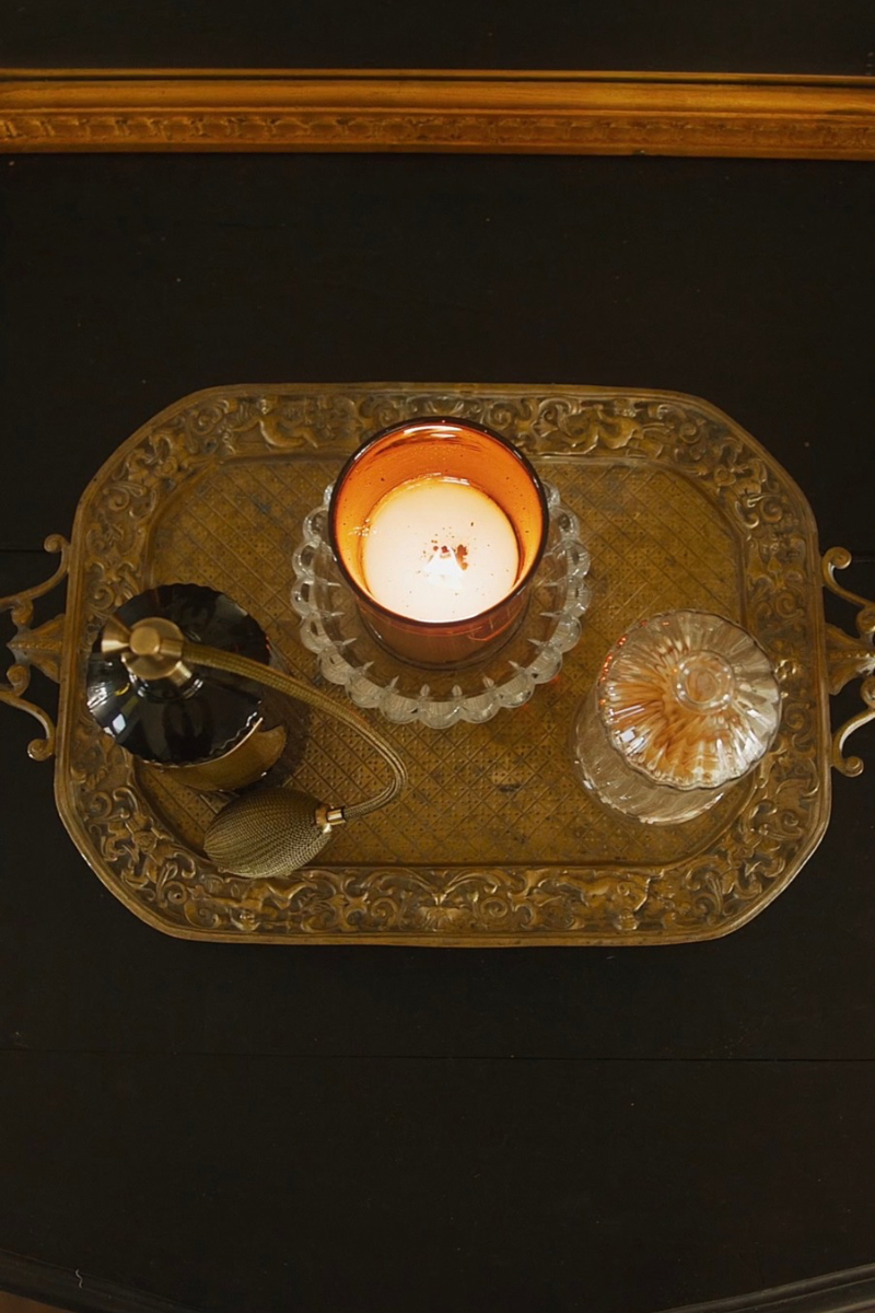 Rococo Revival Bronze Serving Tray with Cherub Accents