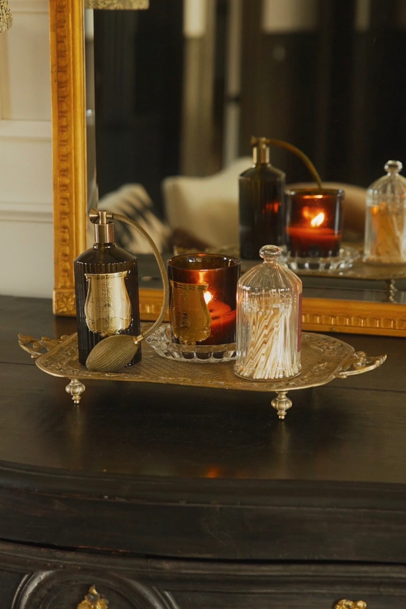 Rococo Revival Bronze Serving Tray with Cherub Accents