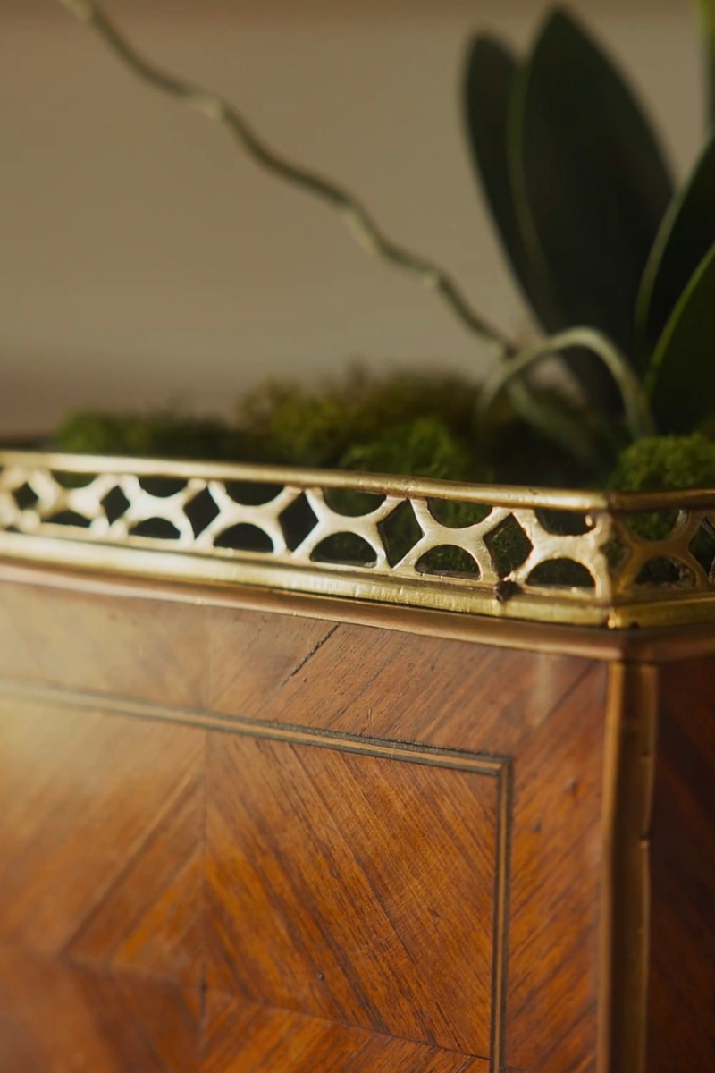 19th C. Squared Marquetry Jardinere