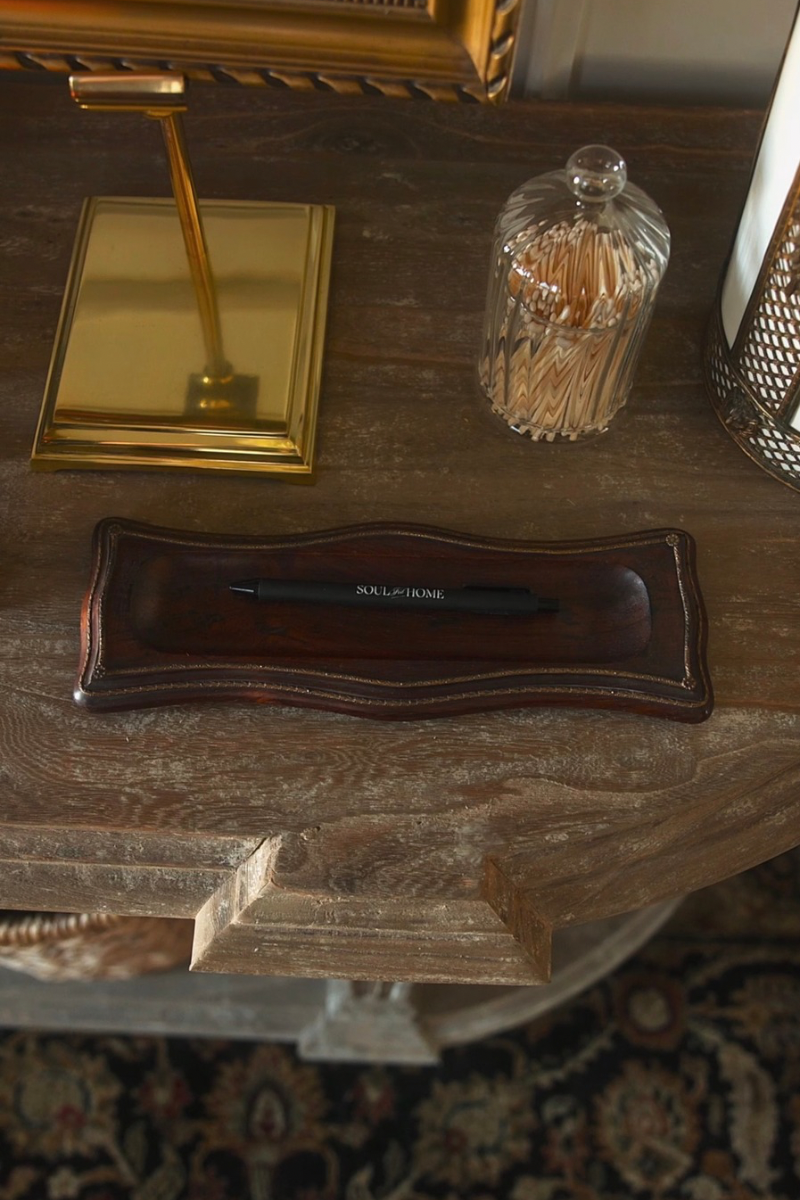 19th C. French Mahagony Gilt Mounted Pen Tray