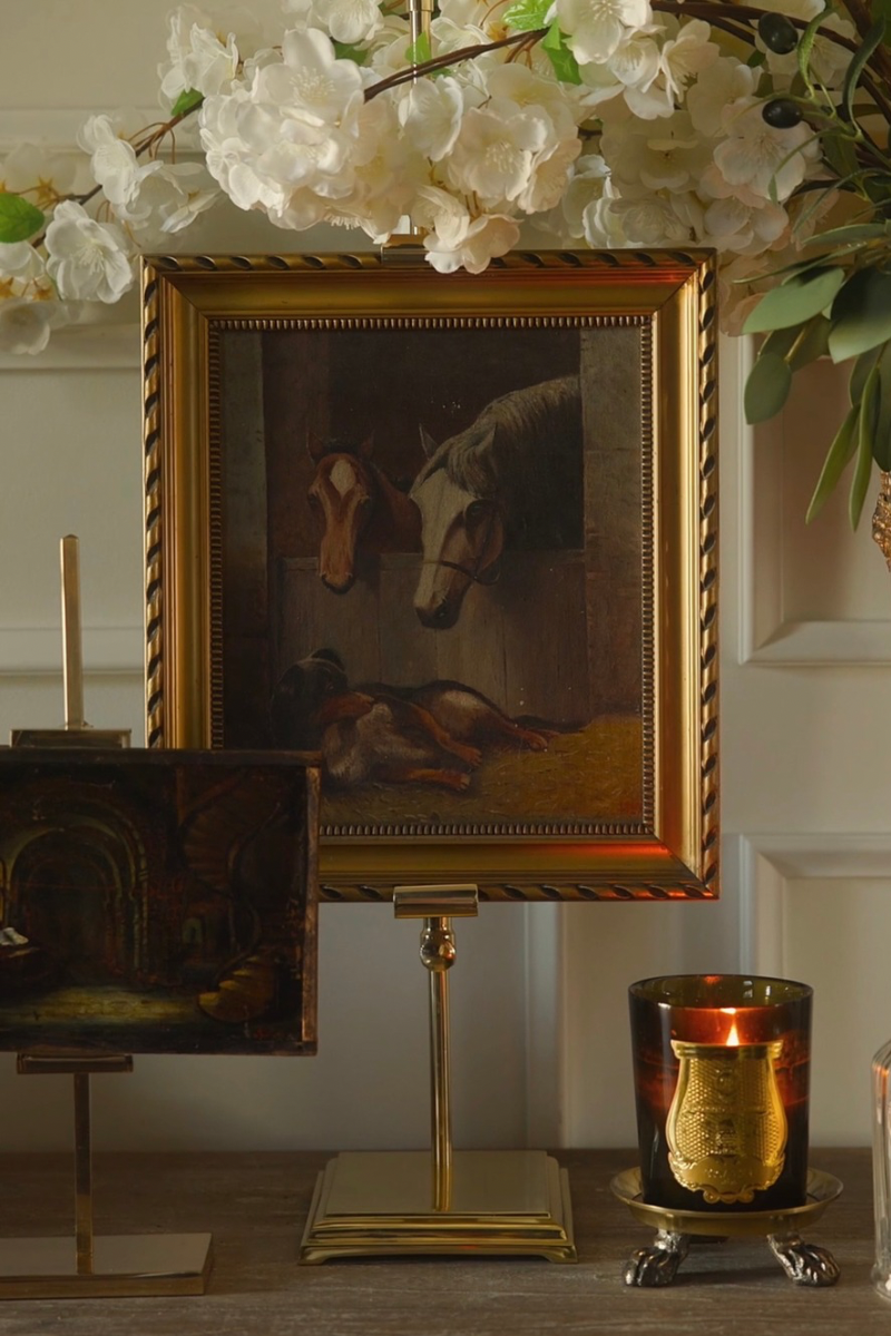 19th C. Gilt Framed Stable Interior Painting | Dated 1819