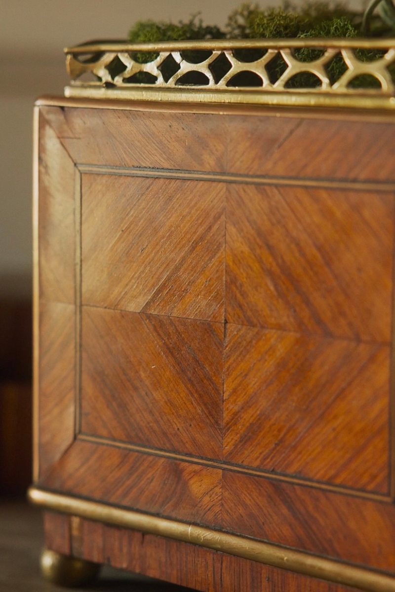 19th C. Squared Marquetry Jardinere