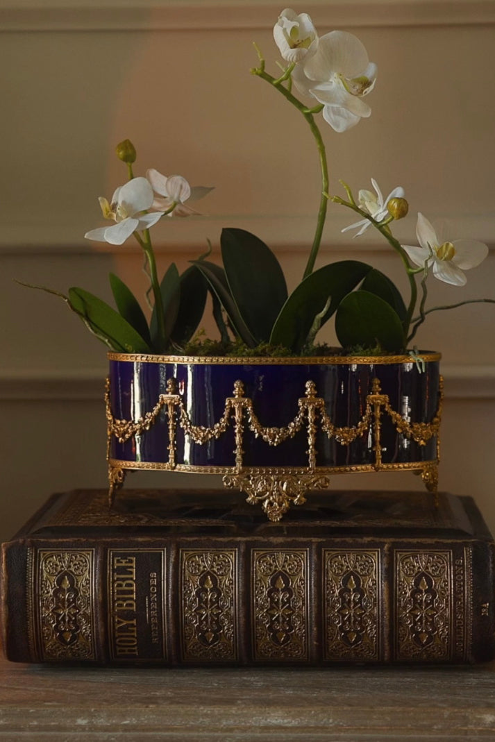 French Louis XVI Cobalt Glass & Gilt Jardiniere