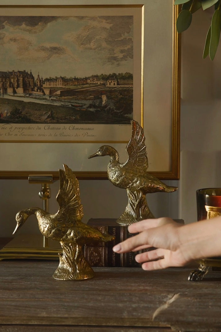 19th C. Brass Swan Pair