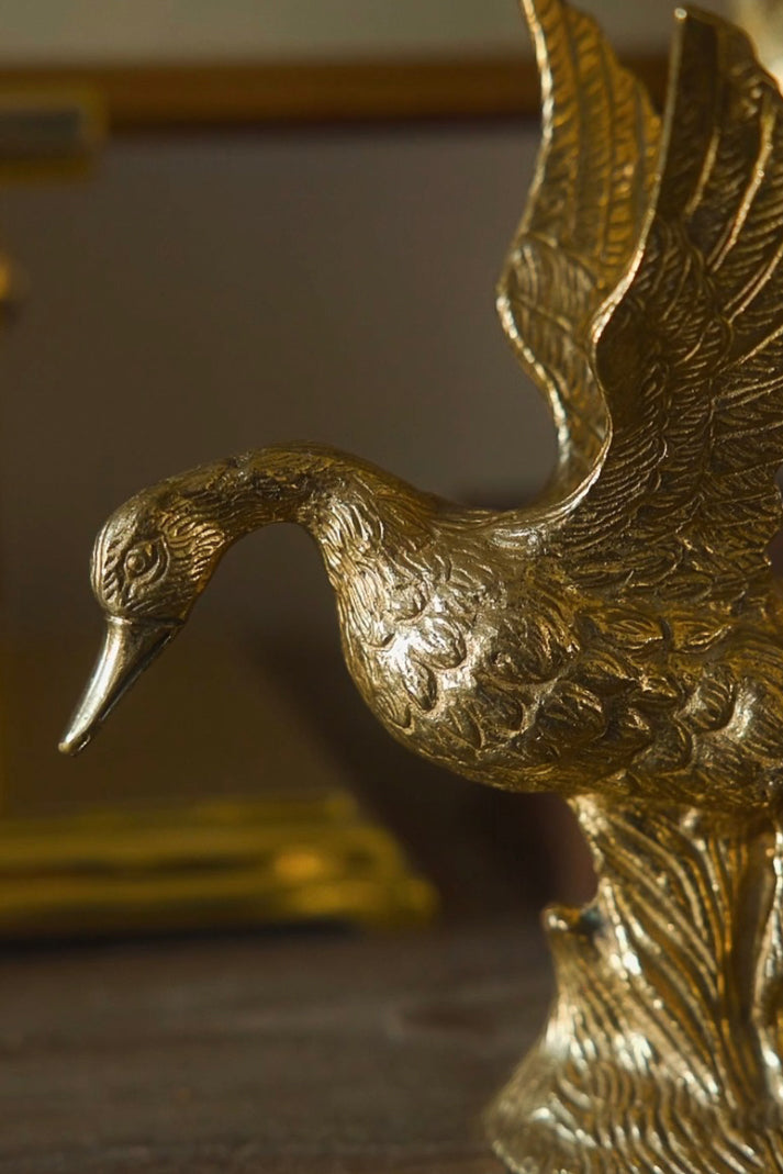 19th C. Brass Swan Pair