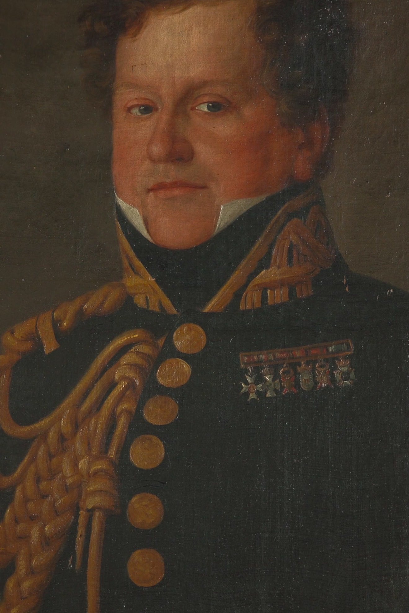 Early 19th C. French Military Officer Portrait - Oil on Canvas 1815-1830