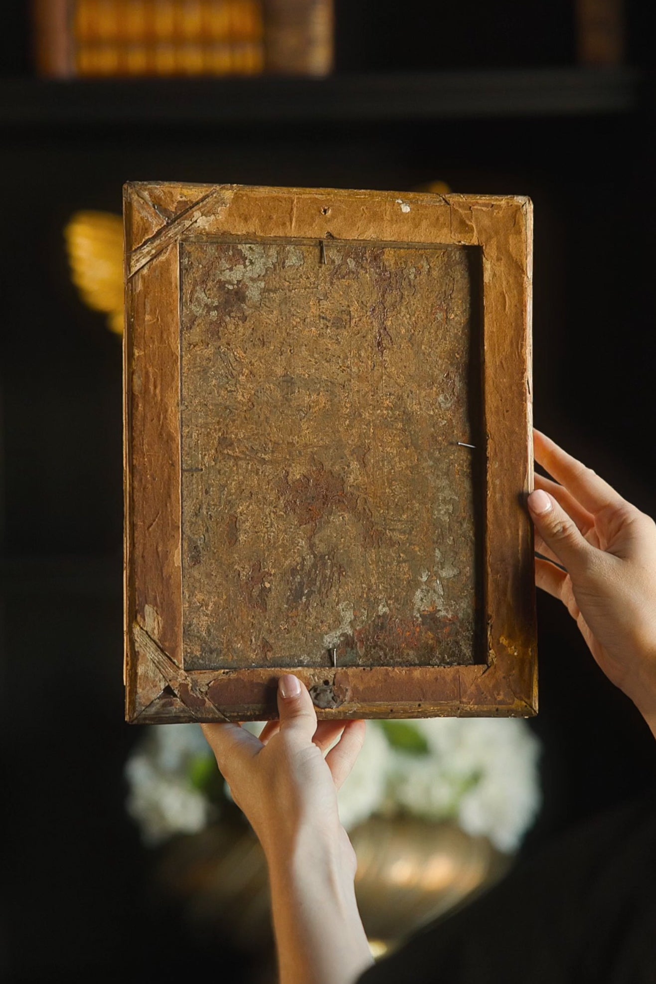 19th C. Continental Tavern Scene Oil Painting | Dutch School of Art Scene | Hand Carved Gilt Frame