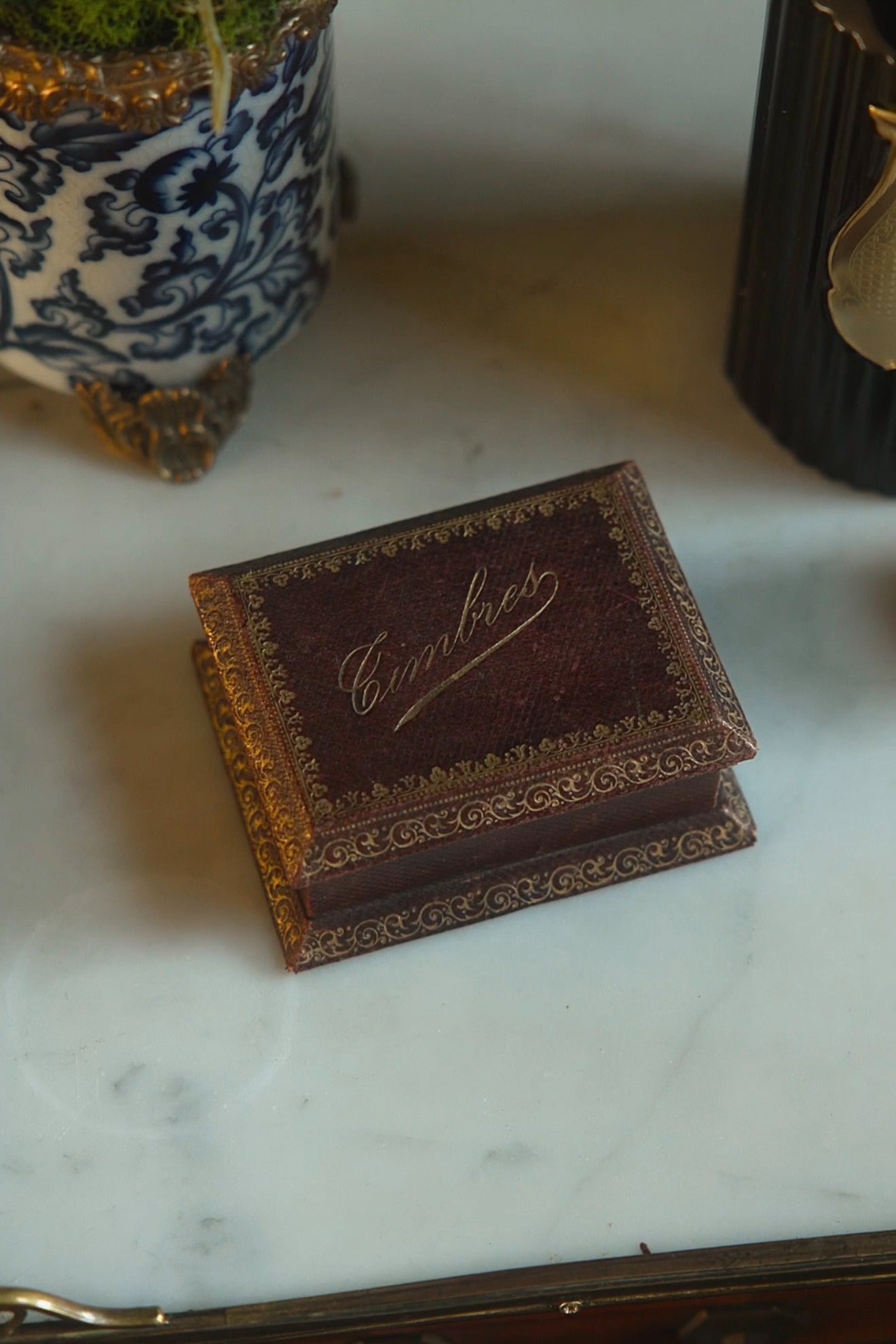 19th C. French Leather Stamp Box