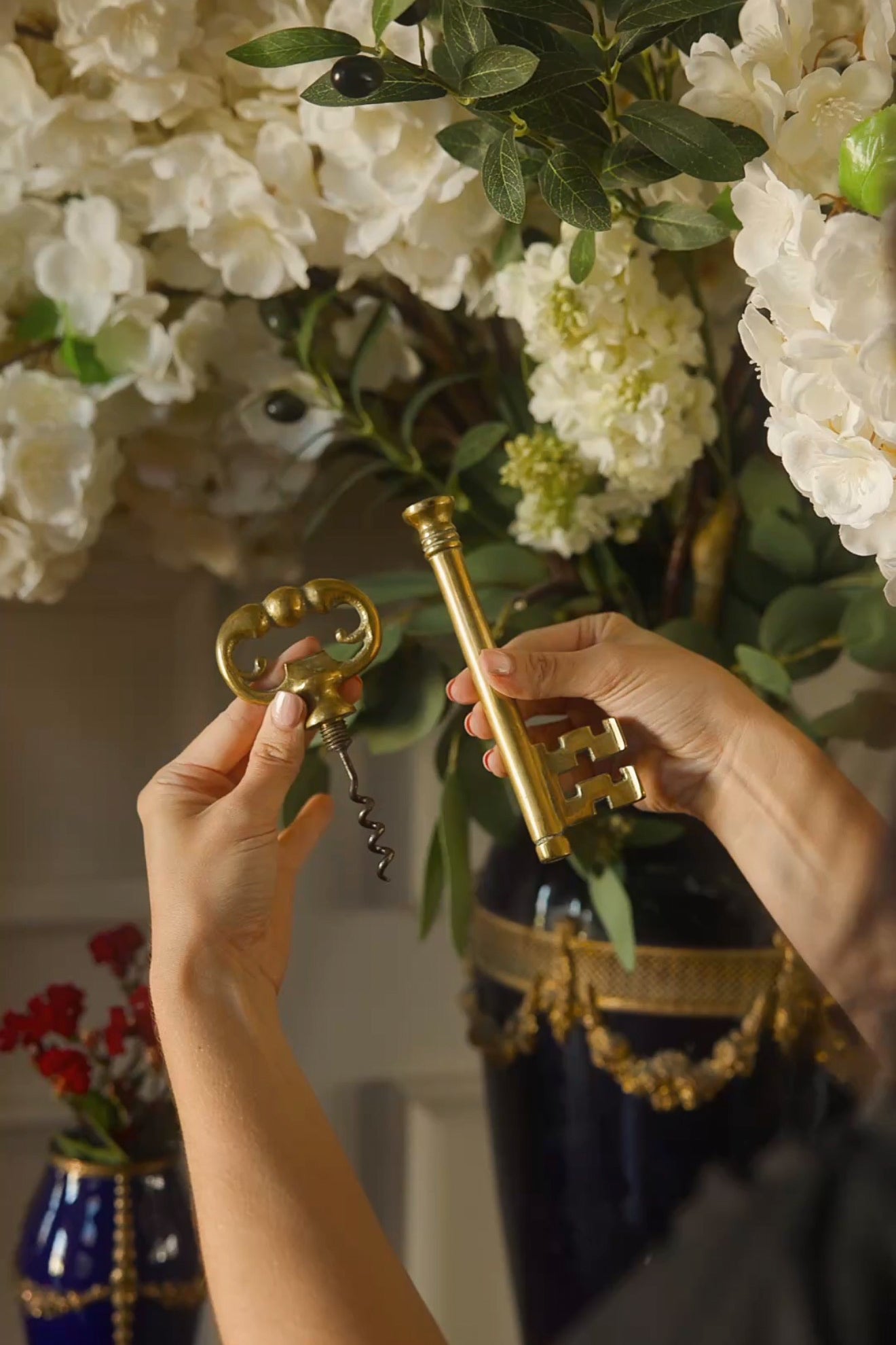 Brass French Skeleton Key Corkscrew