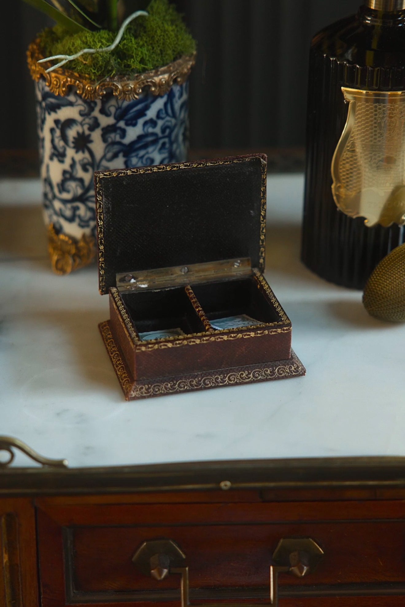 19th C. French Leather Stamp Box