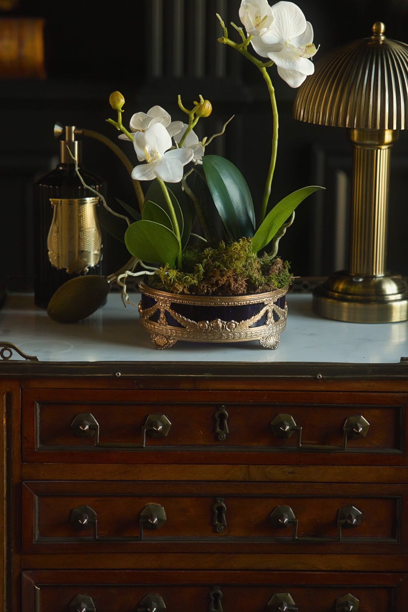 19th C. French Cobalt Glass & Gilt Bronze Louis XVI Jardinere