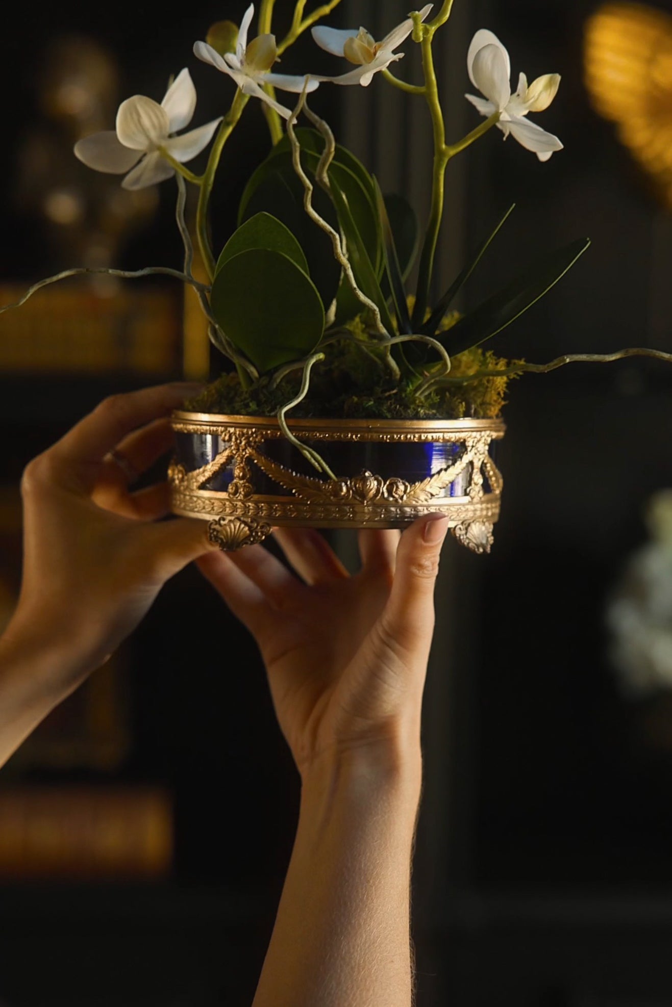 19th C. French Cobalt Glass & Gilt Bronze Louis XVI Jardinere