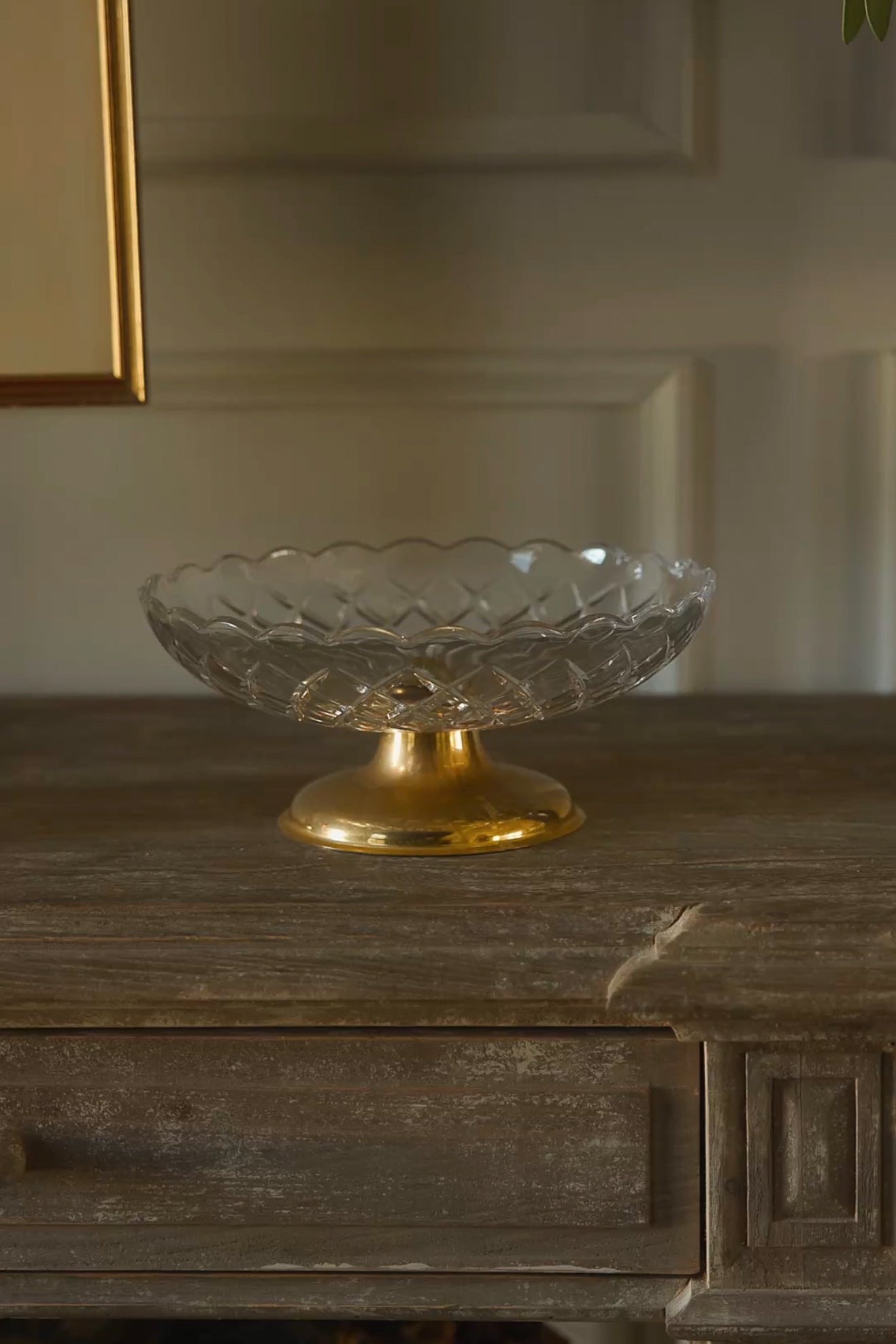 20th Century Crystal & Brass Fruit Bowl