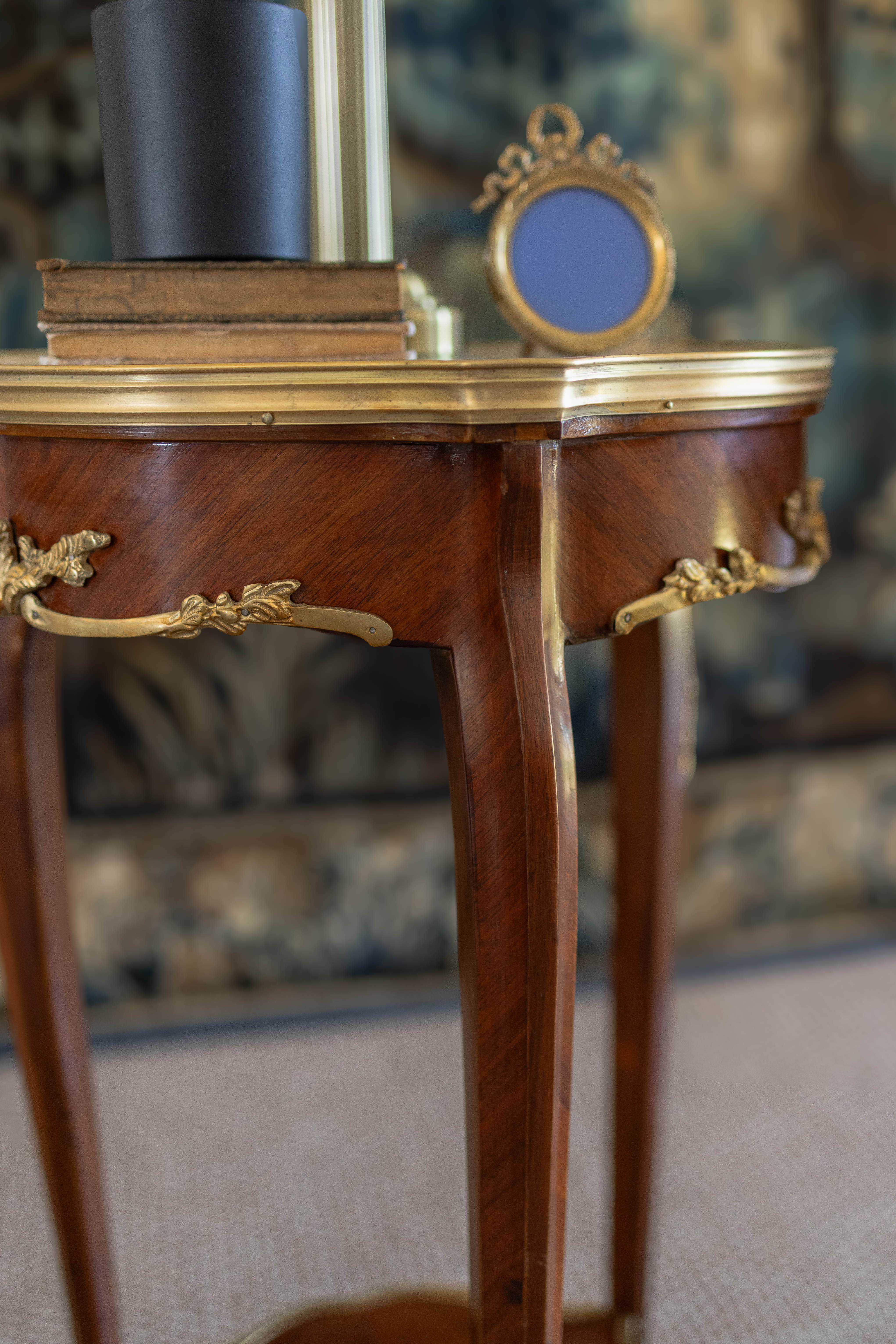 Pair of Louis XV–Style Ormolu-Mounted Marble-Top Pedestal Tables