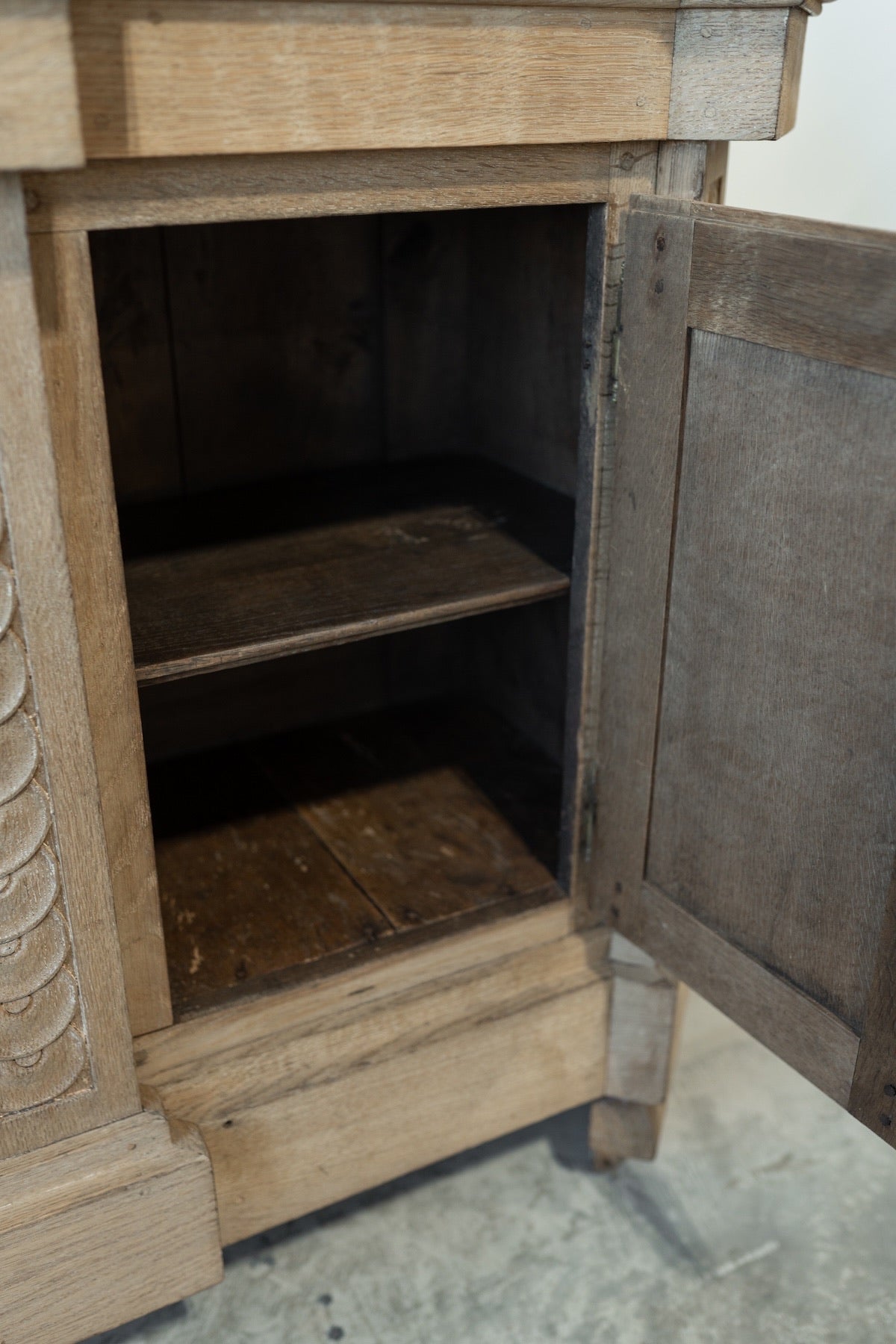 19th C. French Henri II Style Buffet Deux Corps in Bleached Oak