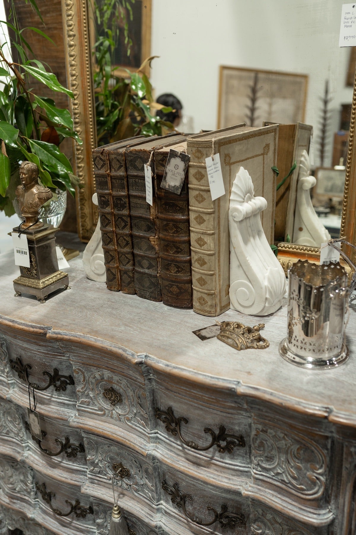 19th C. French Provincial Hand Carved Rococo Oak Painted Sideboard