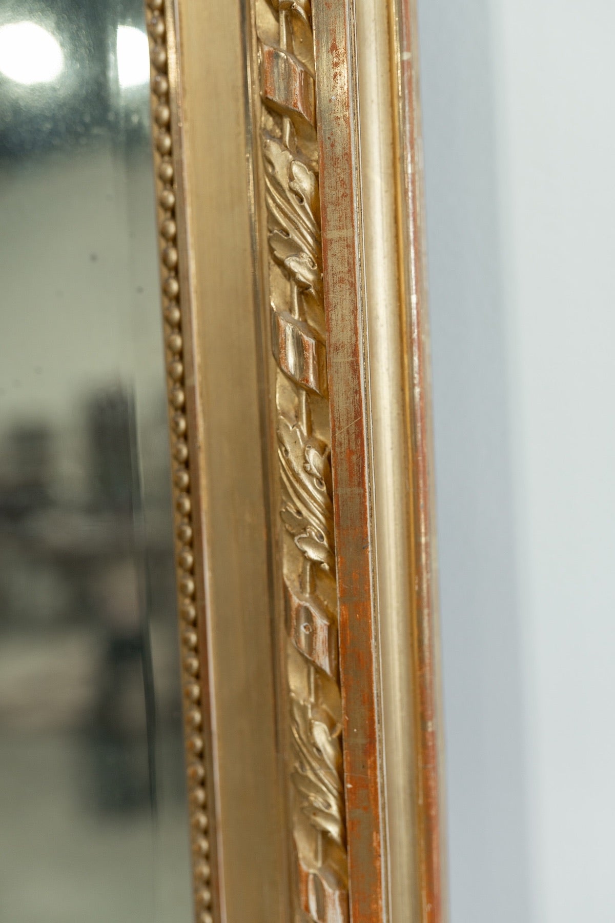 19th C. French Neoclassical Gilt Mirror with Draped Laurel Garlands & Urn Crest | From French Chateau