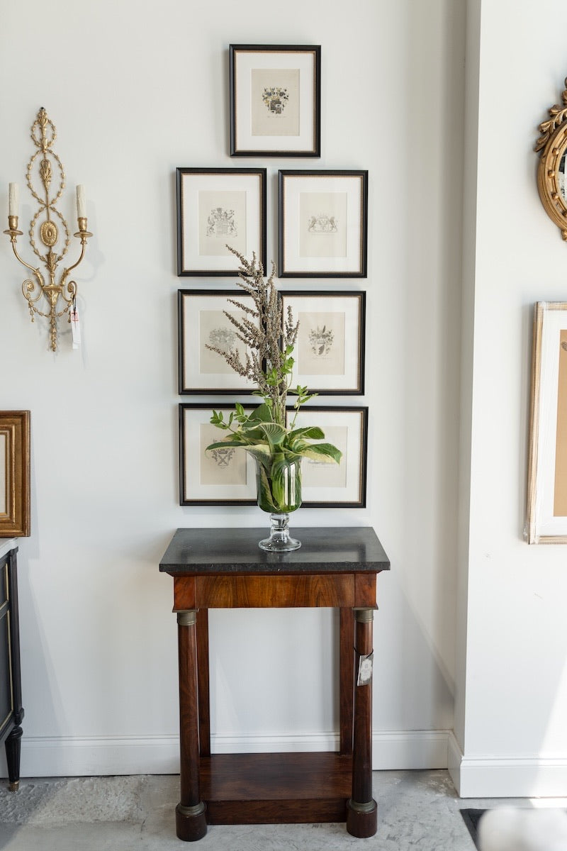 19th C. Empire Console Table W. Black Marble Top