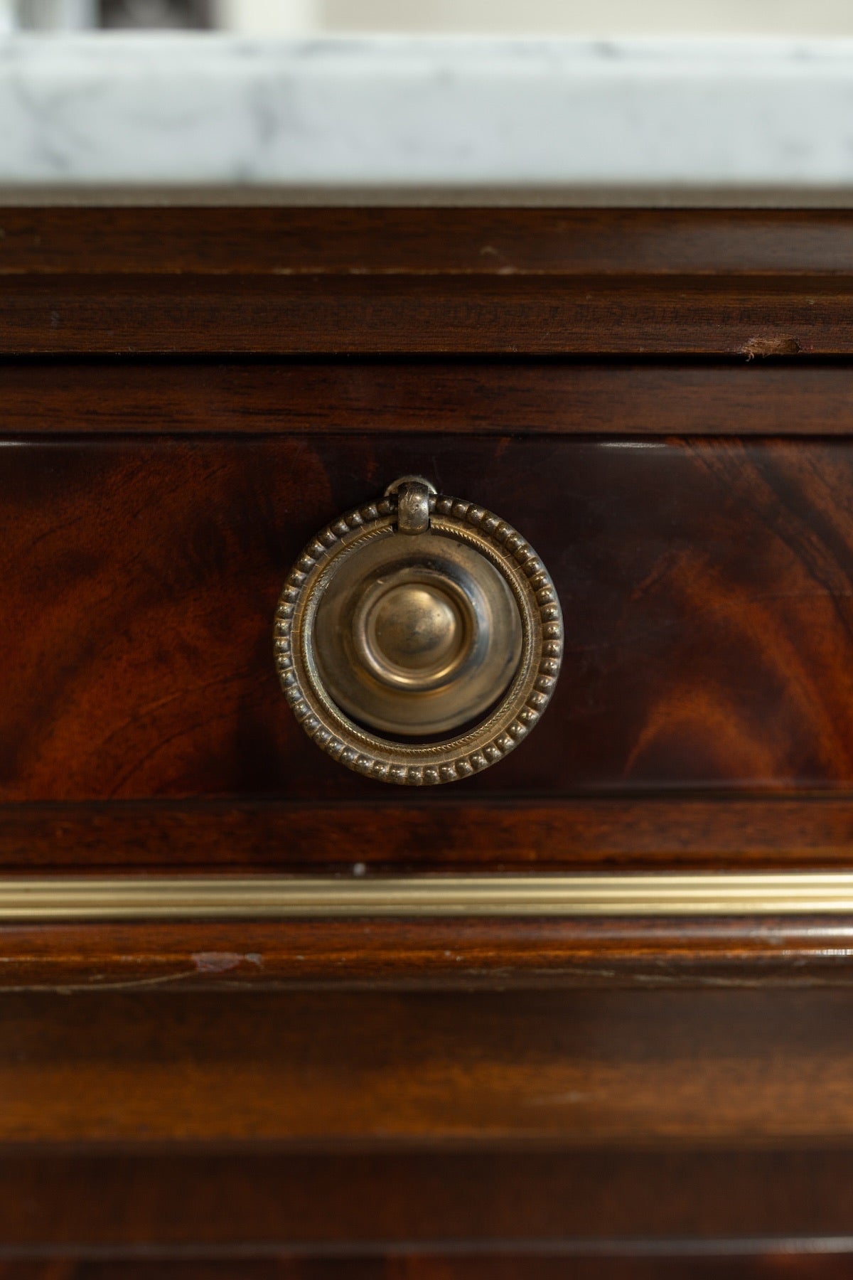 Monumental French Empire Revival Mahogany Marble-Top Buffet