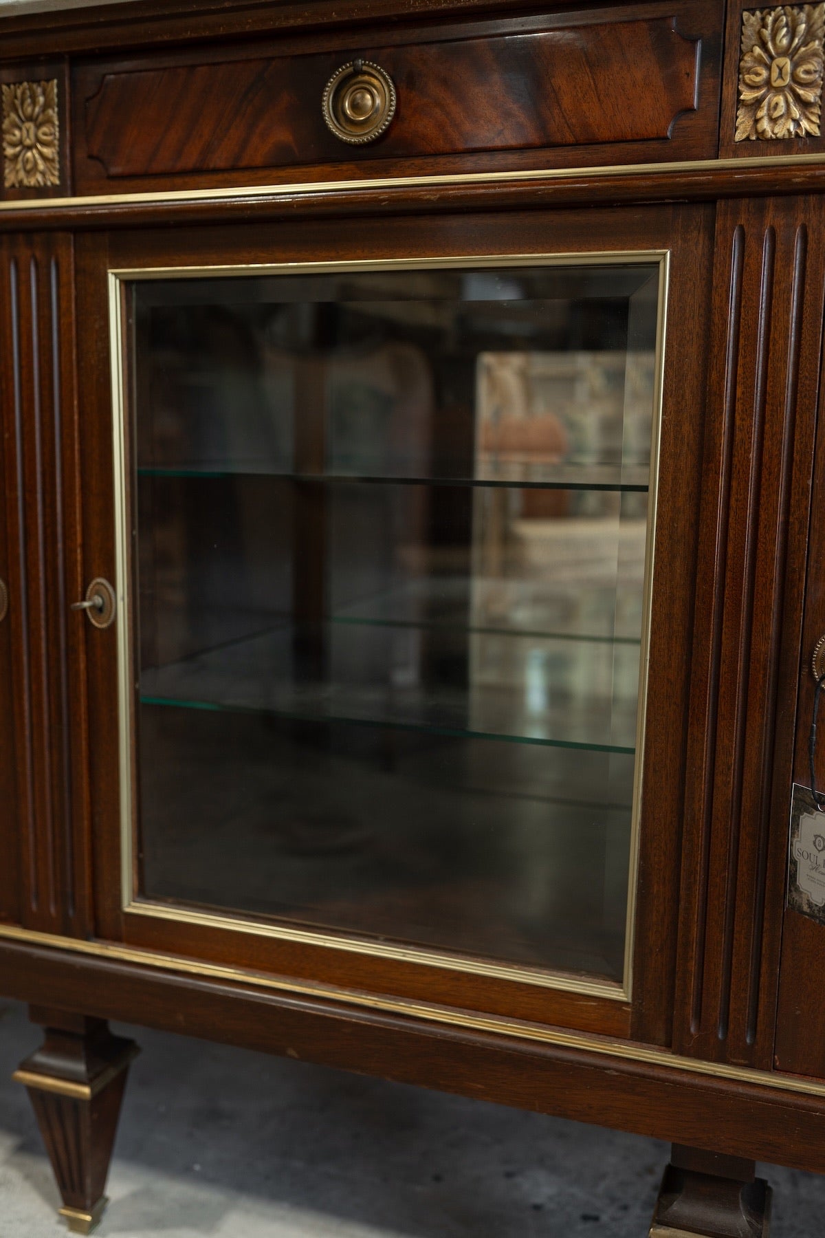 Monumental French Empire Revival Mahogany Marble-Top Buffet