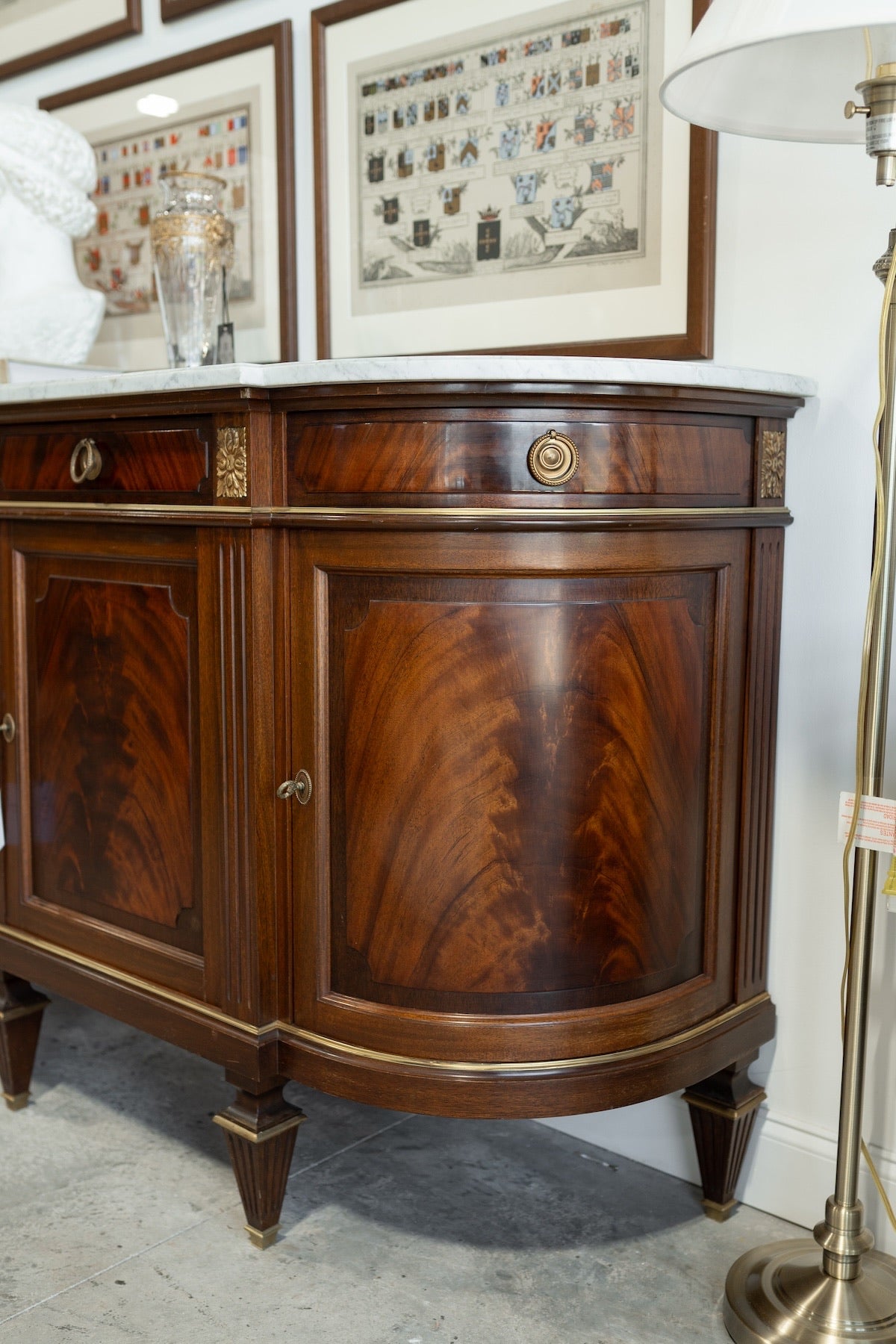 Monumental French Empire Revival Mahogany Marble-Top Buffet