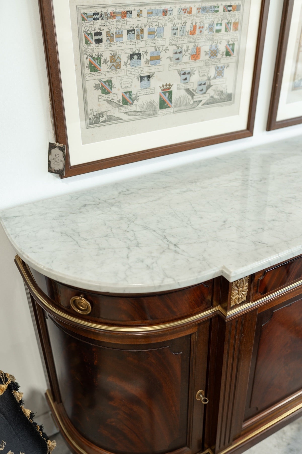 Monumental French Empire Revival Mahogany Marble-Top Buffet