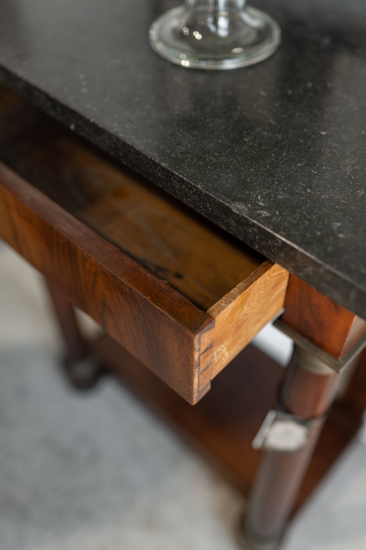 19th C. Empire Console Table W. Black Marble Top