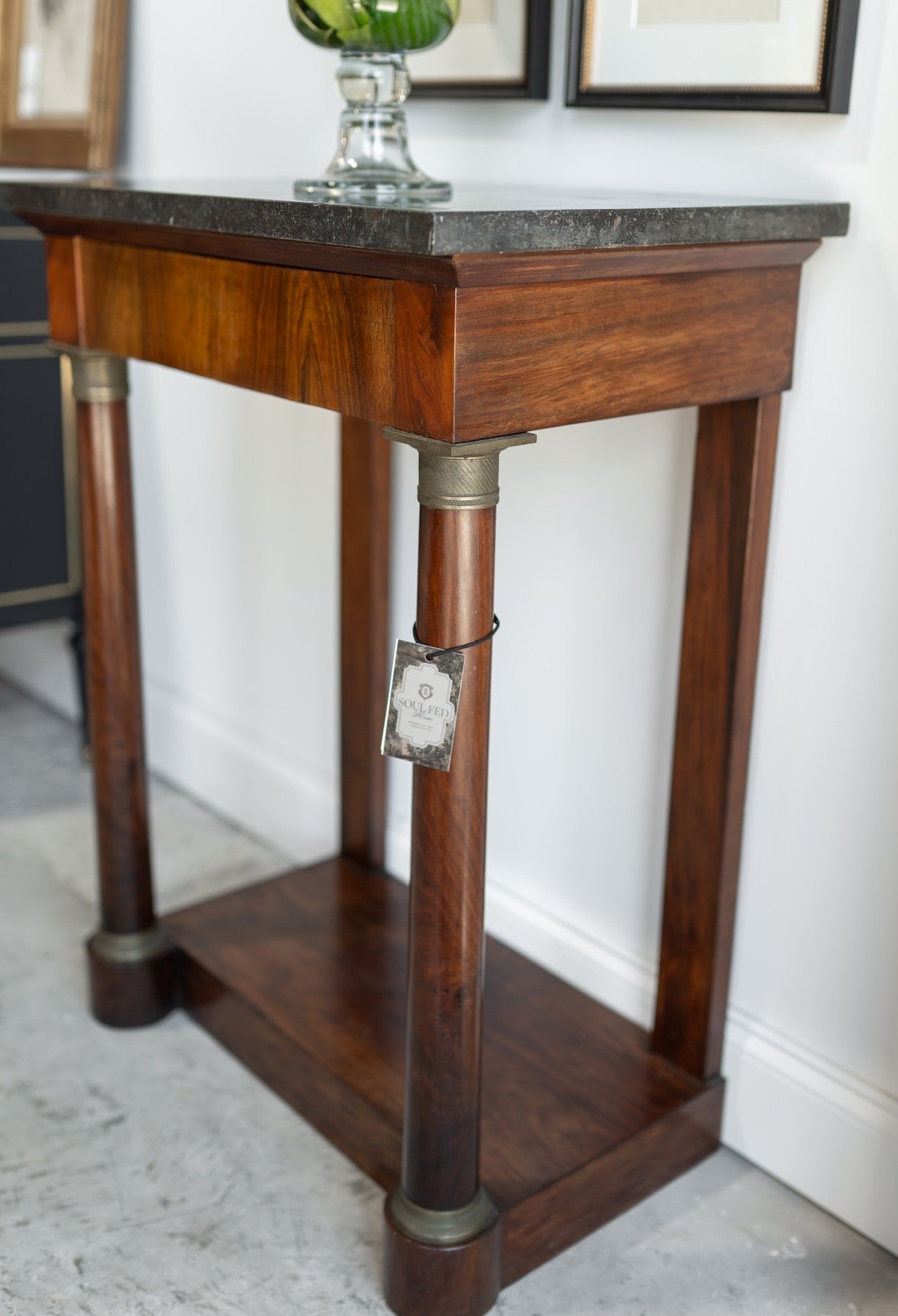 19th C. Empire Console Table W. Black Marble Top