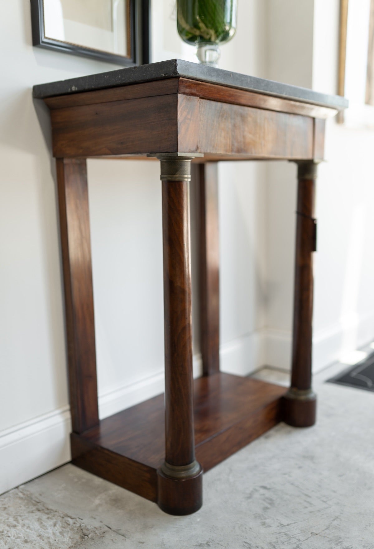 19th C. Empire Console Table W. Black Marble Top