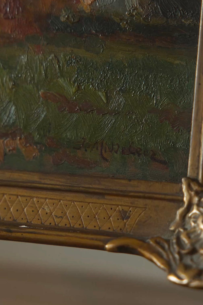 Autumn at the Farmstead — Signed Painting on Wood Board