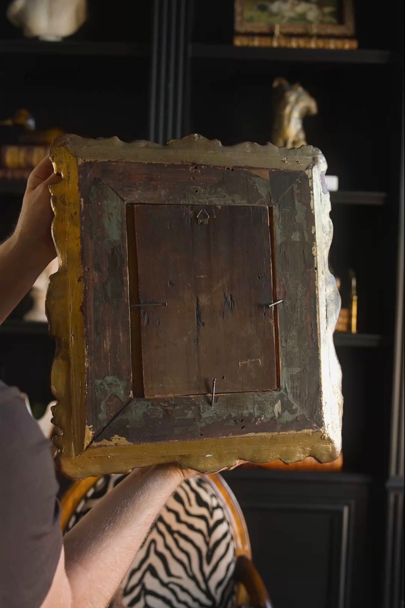 The Contemplative Woman — Oil on Wood in an Ornate Gilt Frame