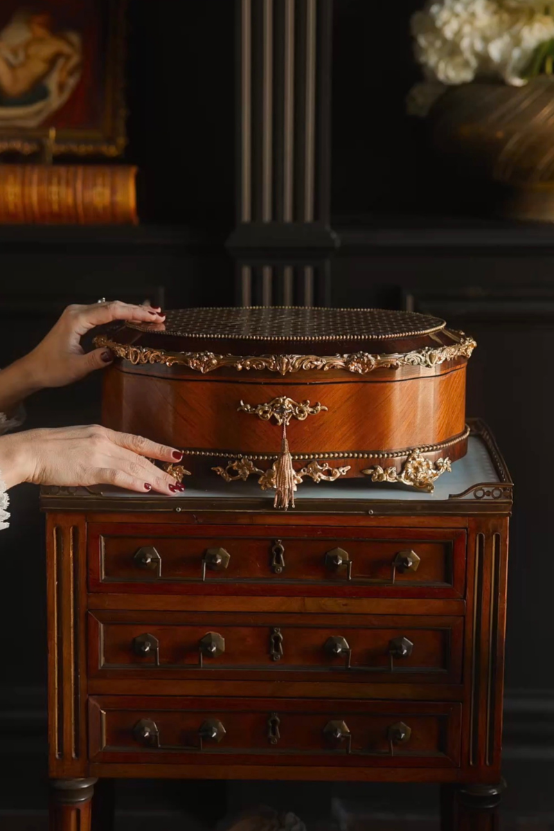 Napoleon III Marquetry & Bone-Inlaid Casket with Bronze Mounts