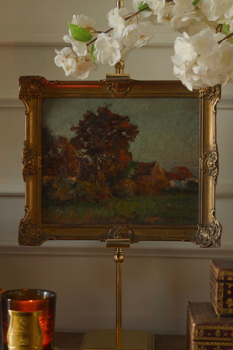 Autumn at the Farmstead — Signed Painting on Wood Board