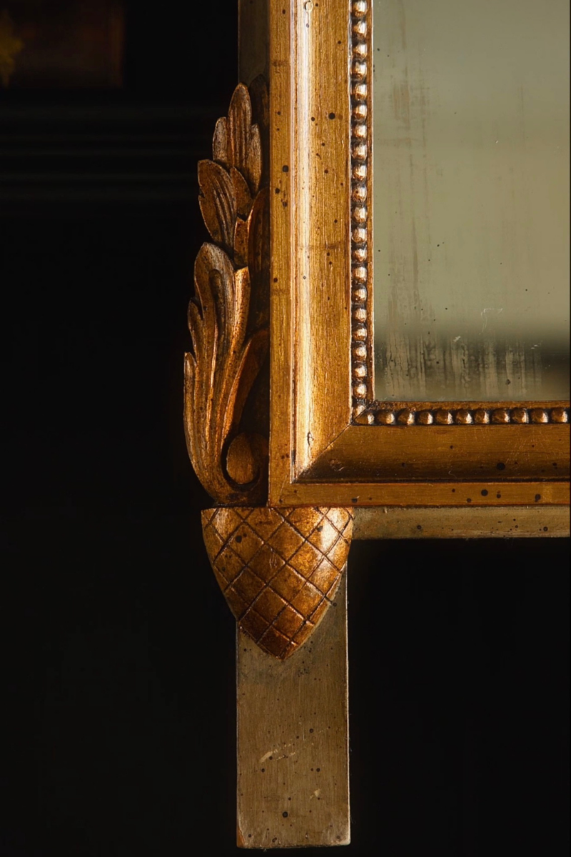 French Giltwood Bridal Mirror with Lovebirds