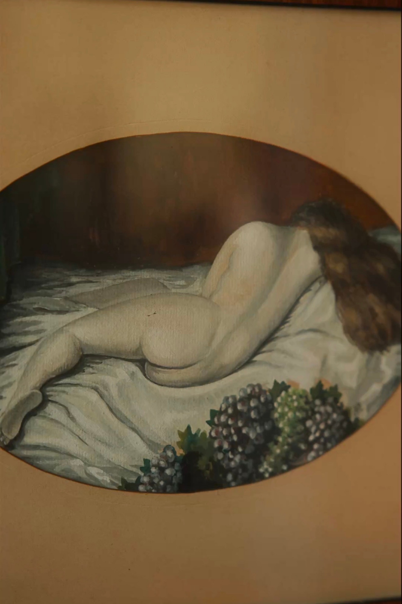 Reclining Nude with Grapes — Monogrammed Watercolor, Dated 1924