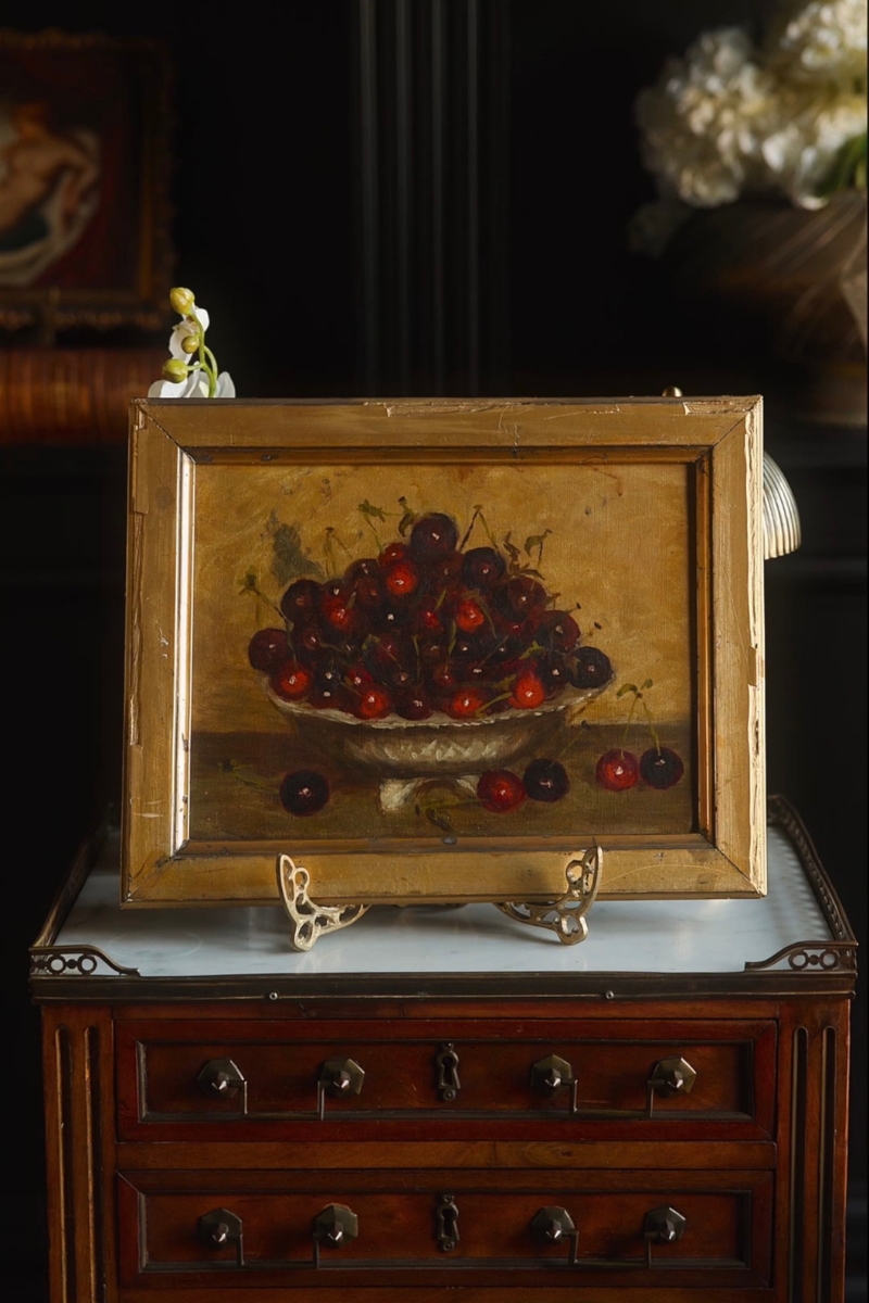 Cherries in a Footed Bowl — Painting on Canvas
