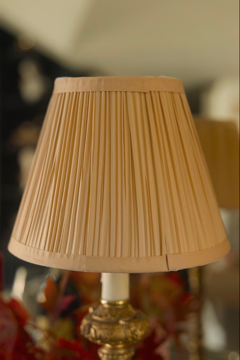 Louis XVI–Style Bronze Table Lamp with Pleated Silk Shade