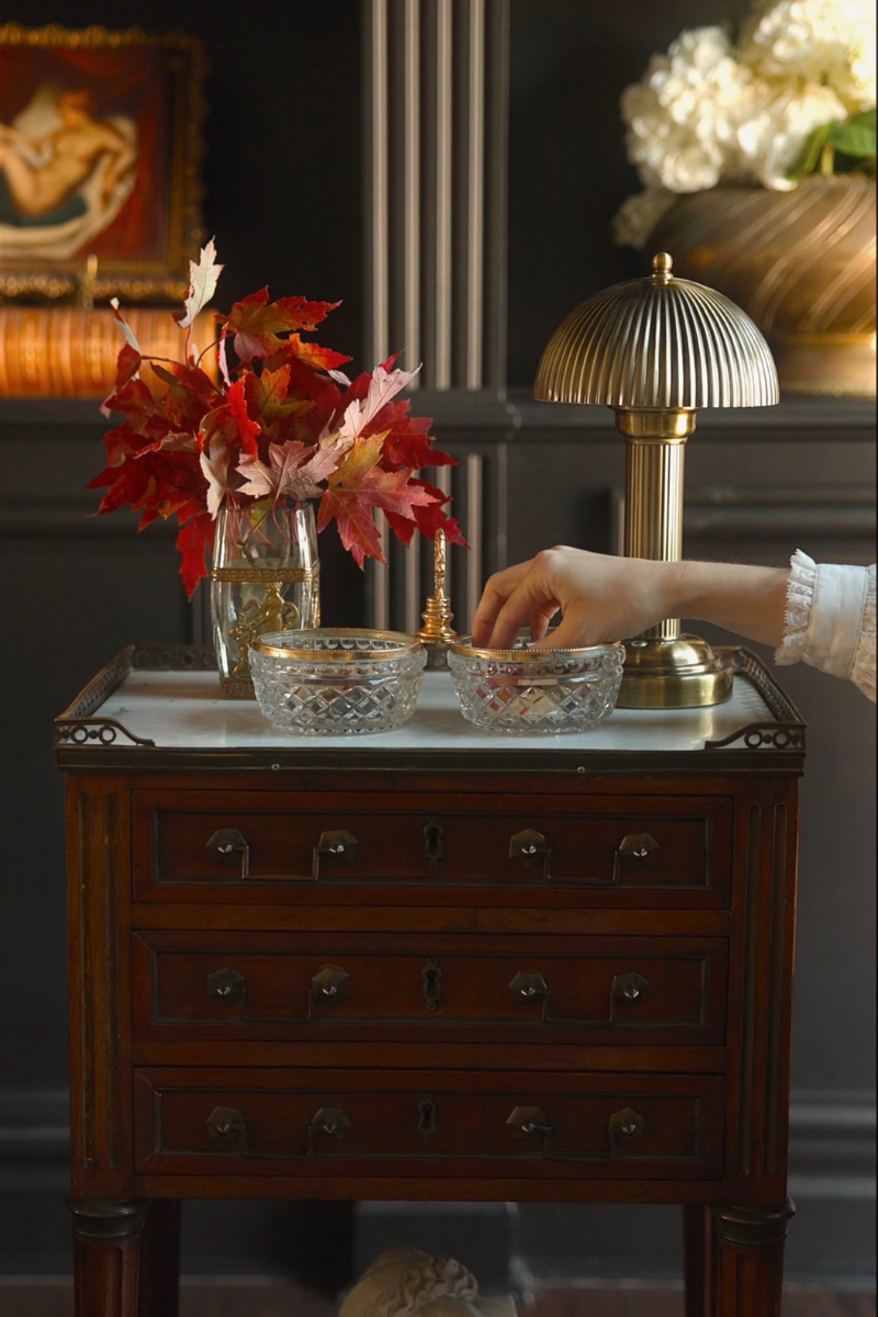 Italian Crystal & Brass Double Candy Dish