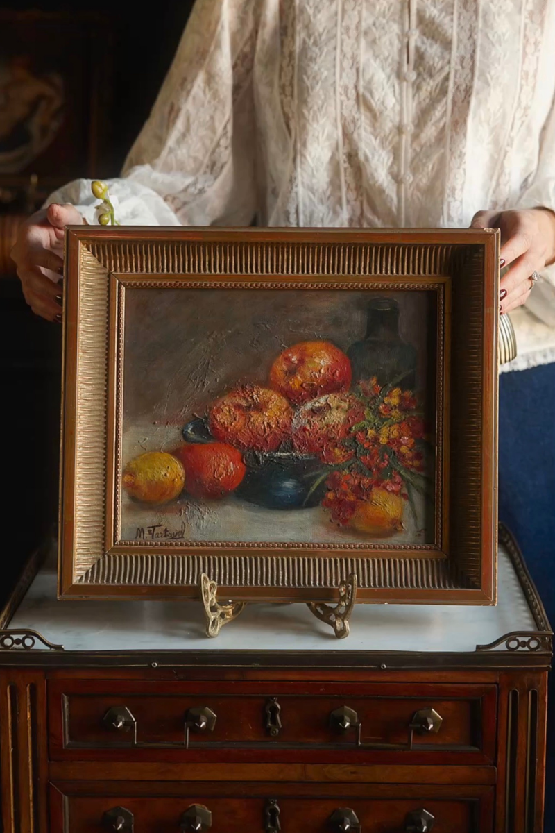Autumn Table — Signed Fruit & Flower Still Life on Canvas