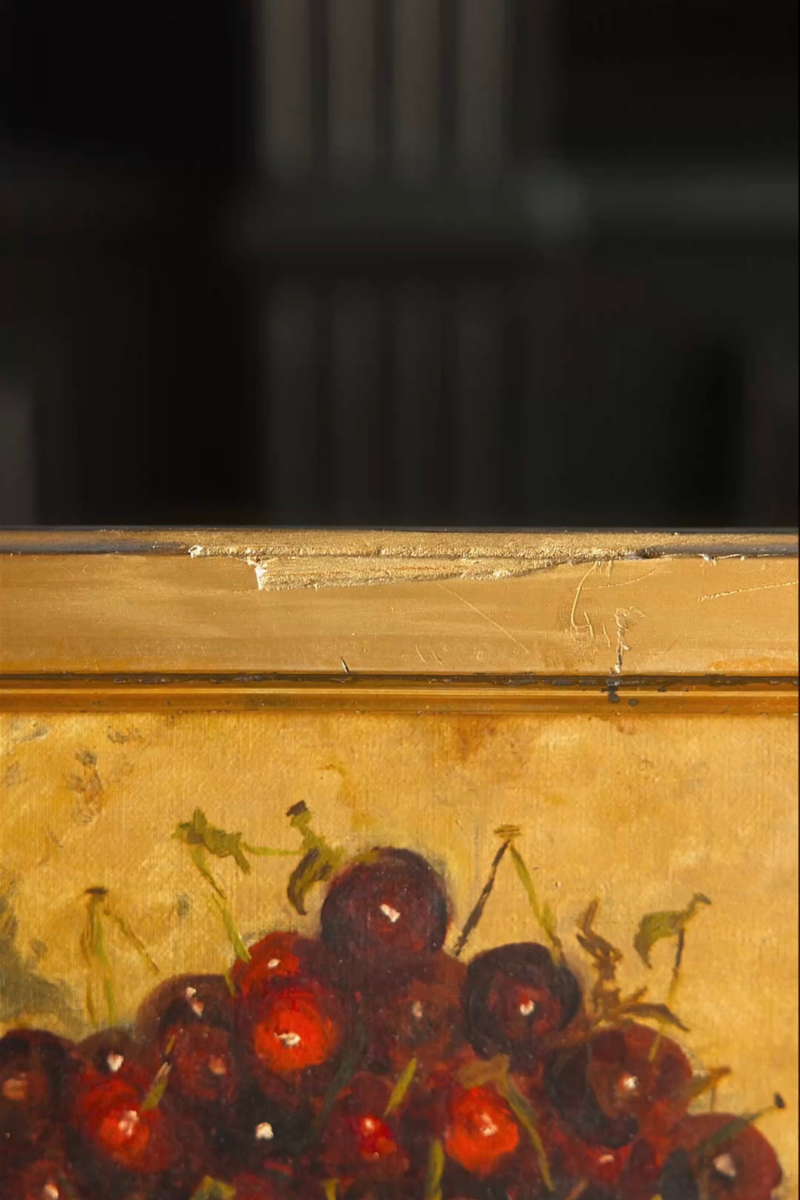 Cherries in a Footed Bowl — Painting on Canvas