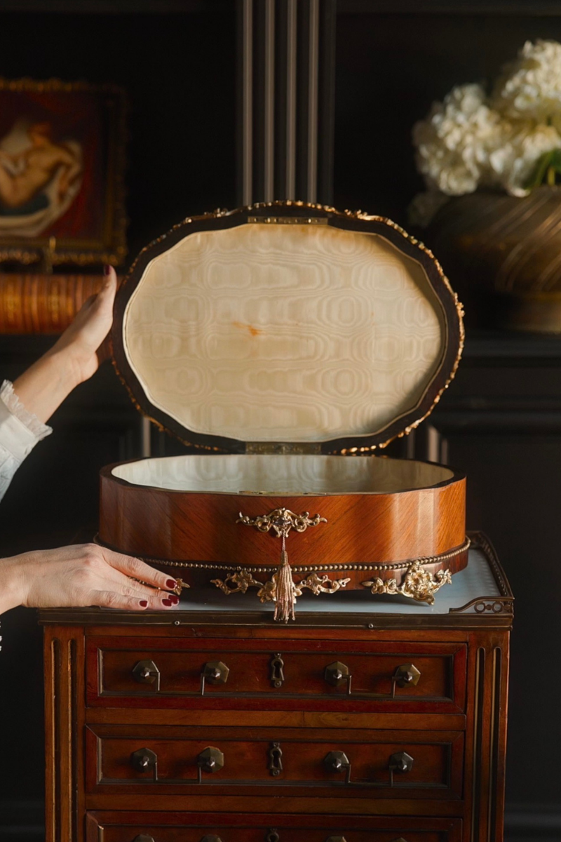 Napoleon III Marquetry & Bone-Inlaid Casket with Bronze Mounts