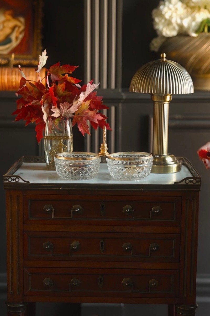 Italian Crystal & Brass Double Candy Dish
